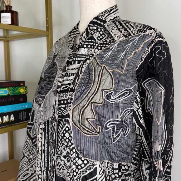 Chico's Design Art To Wear Silk Embroidered Top - Picture 5 of 8